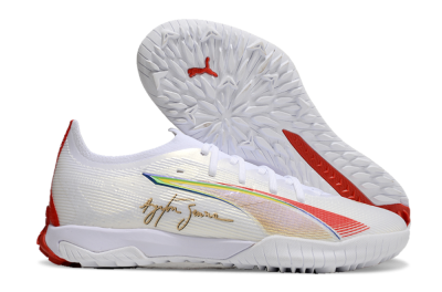 Puma Ultra Ultimate TF Low-Tops Football Shoes - White/Red/Yellow