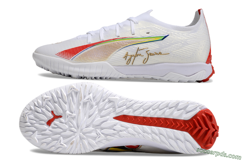 Puma Ultra Ultimate TF Low-Tops Football Shoes - White/Red/Yellow 0