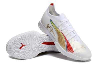 Puma Ultra Ultimate TF Low-Tops Football Shoes - White/Red/Yellow