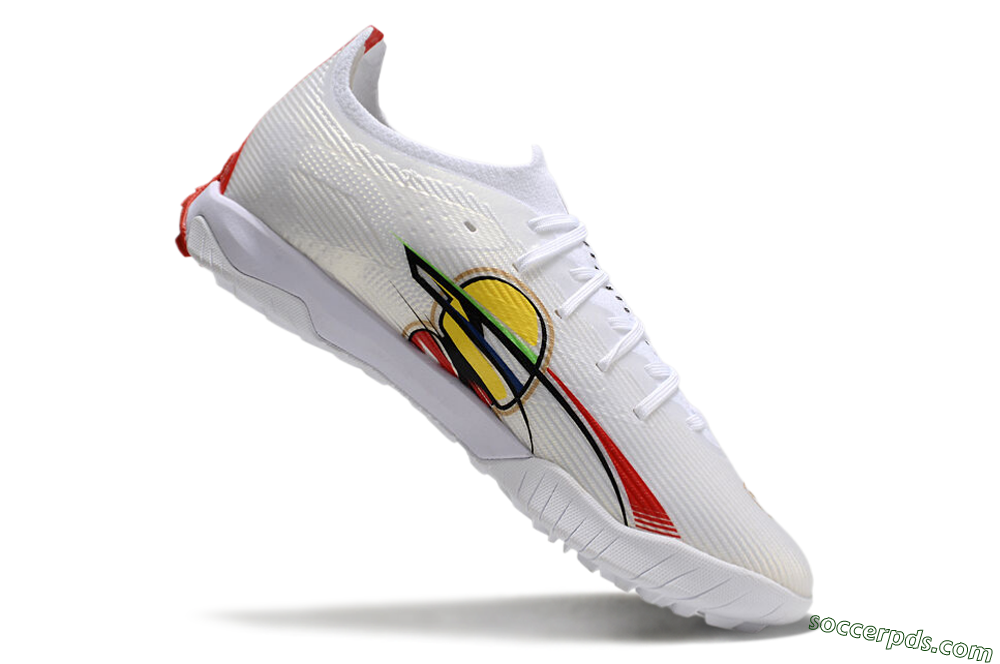 Puma Ultra Ultimate TF Low-Tops Football Shoes - White/Red/Yellow 4