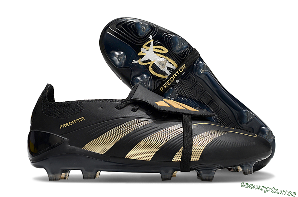 Adidas Predator Elite Foldover Tongue FG Low-Tops Football Boots - Black/Gold/Blue 1