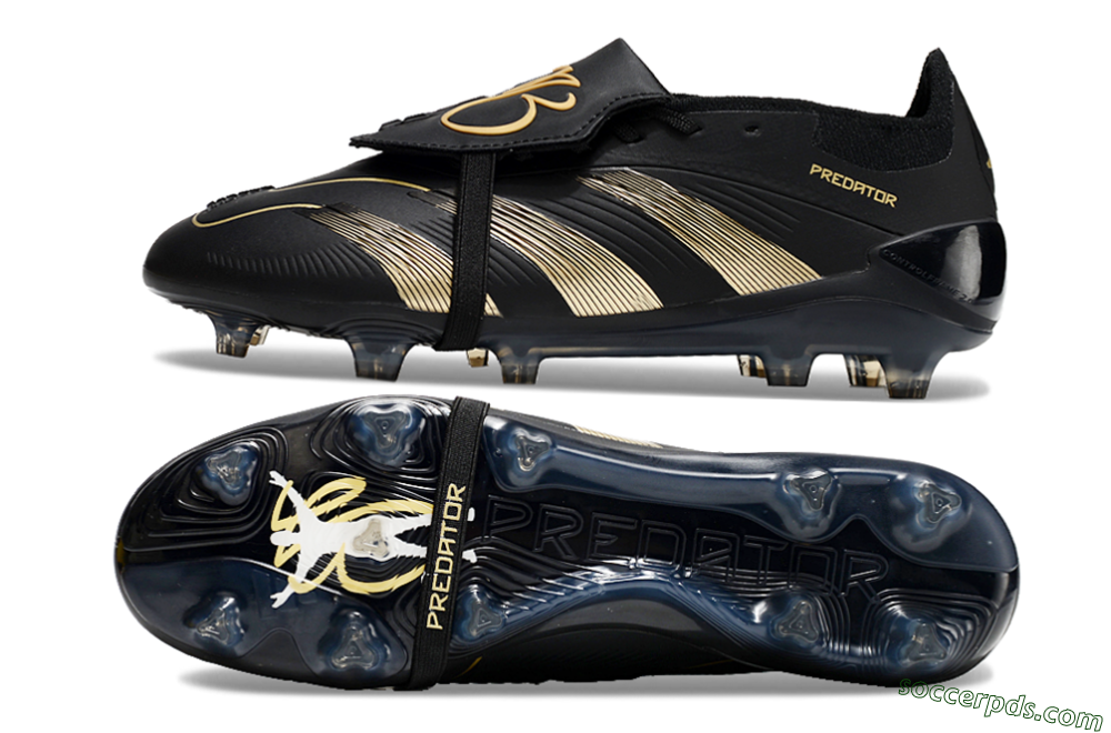 Adidas Predator Elite Foldover Tongue FG Low-Tops Football Boots - Black/Gold/Blue 0