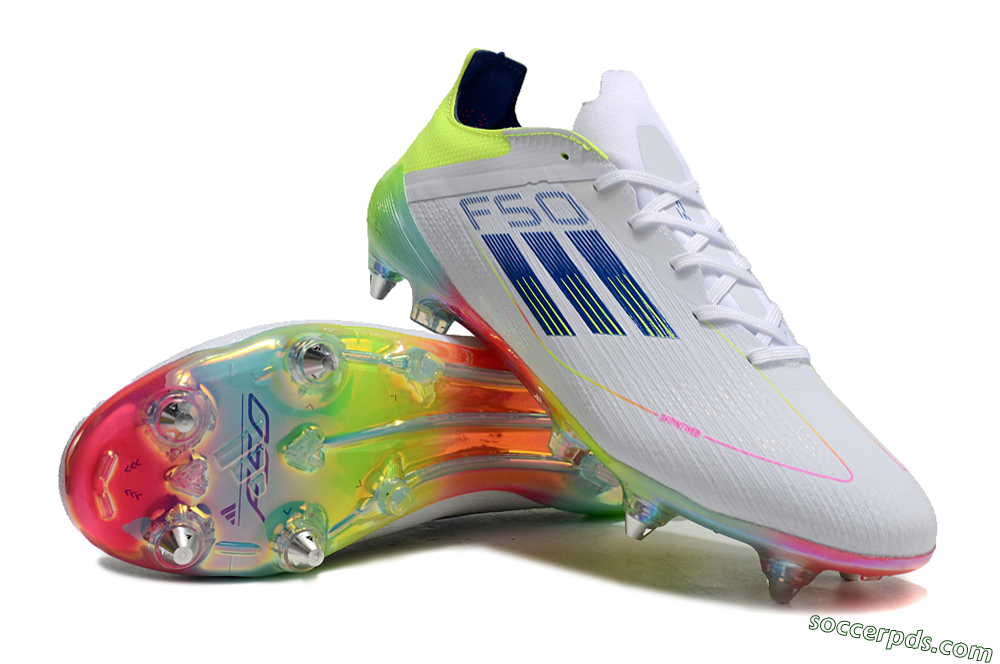 Adidas F50 Elite SG Low-Tops Football Boots - White/Pink/Yellow/Blue 3
