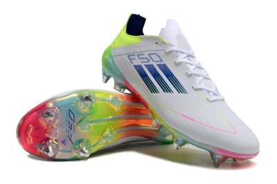 Adidas F50 Elite SG Low-Tops Football Boots - White/Pink/Yellow/Blue