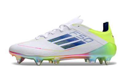 Adidas F50 Elite SG Low-Tops Football Boots - White/Pink/Yellow/Blue