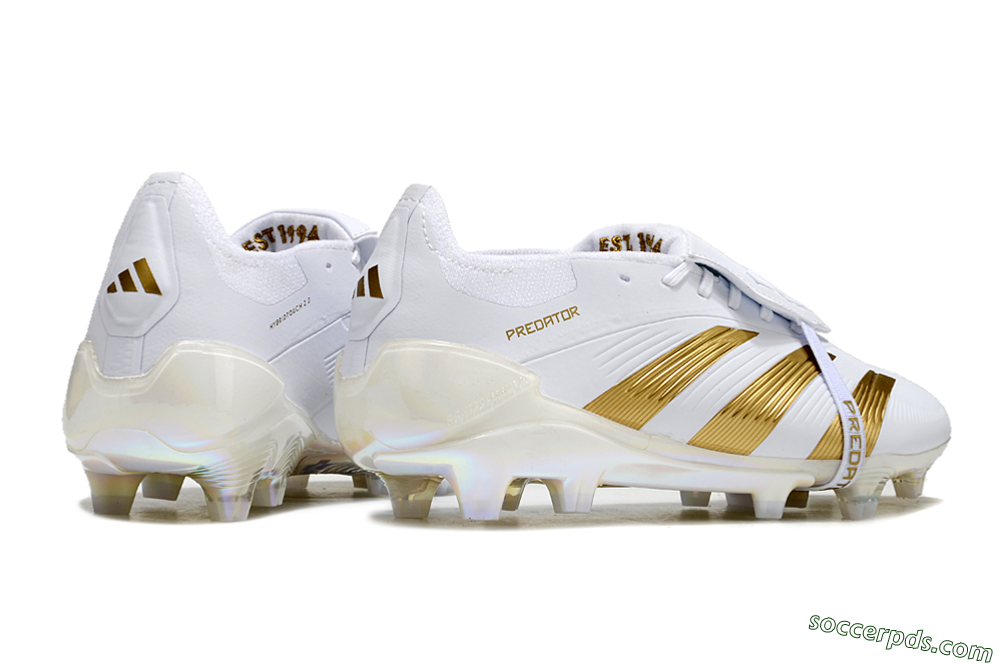 Adidas Predator Elite Foldover Tongue FG Low-Tops Football Boots - White/Gold/Beige 6