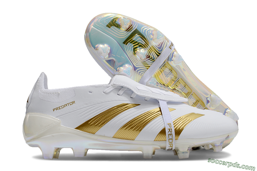 Adidas Predator Elite Foldover Tongue FG Low-Tops Football Boots - White/Gold/Beige 1