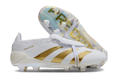 Adidas Predator Elite Foldover Tongue FG Low-Tops Football Boots - White/Gold/Beige