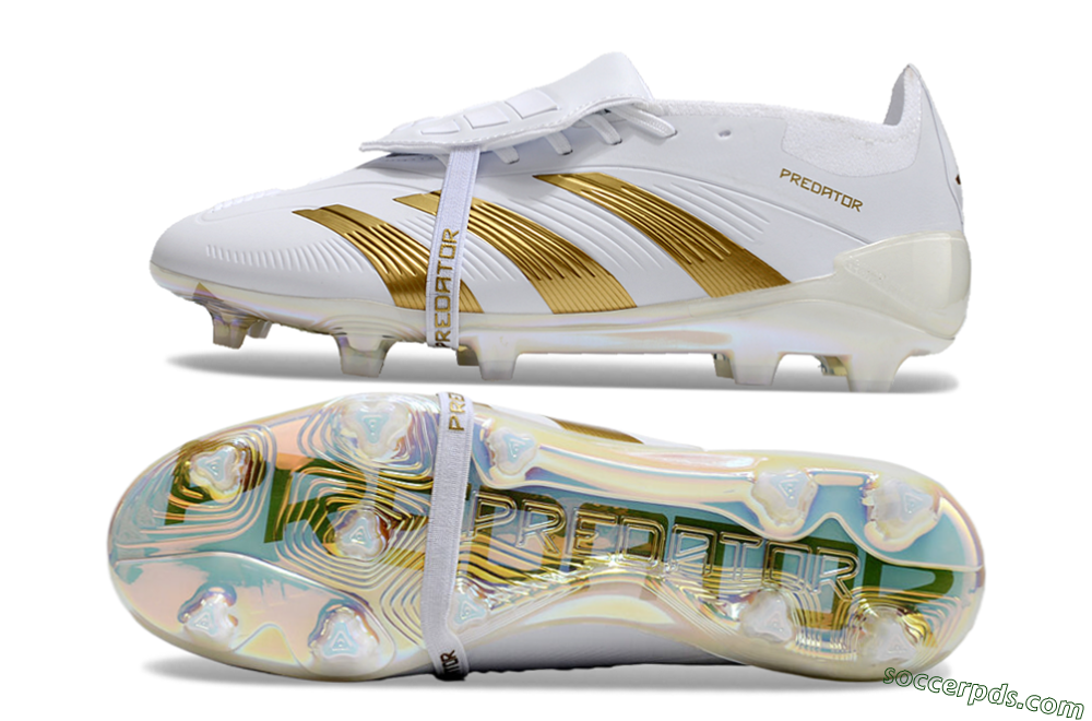 Adidas Predator Elite Foldover Tongue FG Low-Tops Football Boots - White/Gold/Beige 0