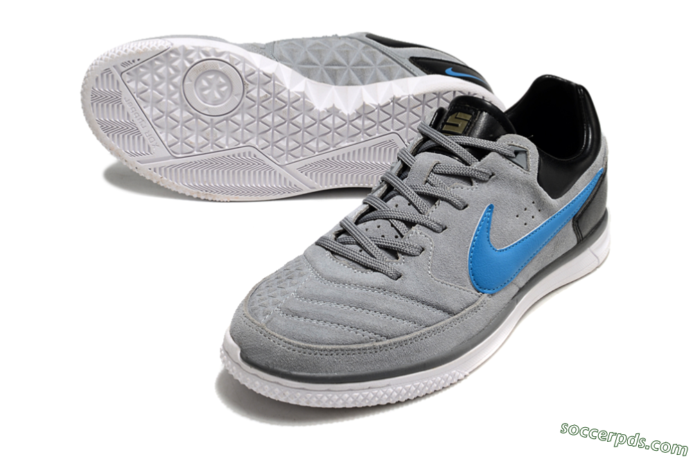 Nike Street Gato IC Low-Tops Football Shoes - Grey/Blue/Black 3