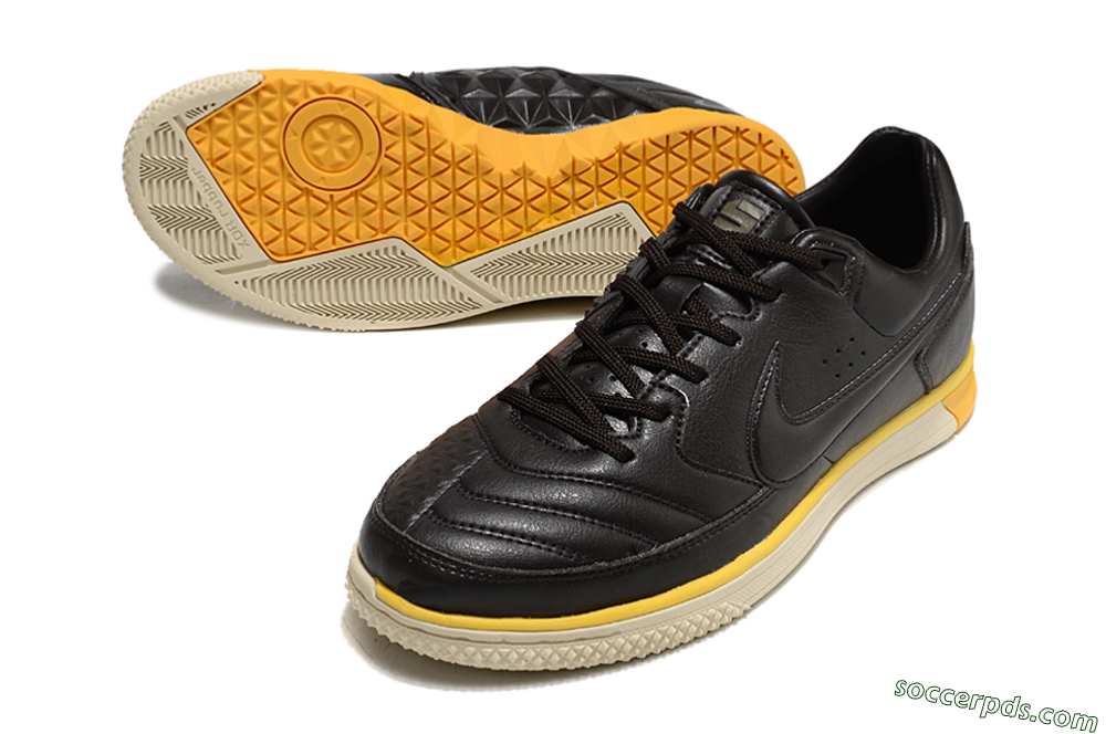 Nike Street Gato IC Low-Tops Football Shoes - Black/Yellow/Beige 3