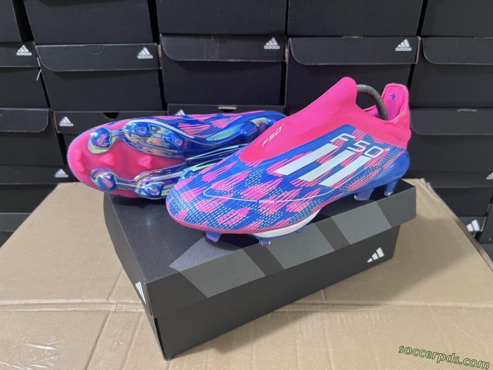 Adidas F50+ Lightstrike Pro Laceless FG Low-Tops Football Boots - Pink/Blue/White
