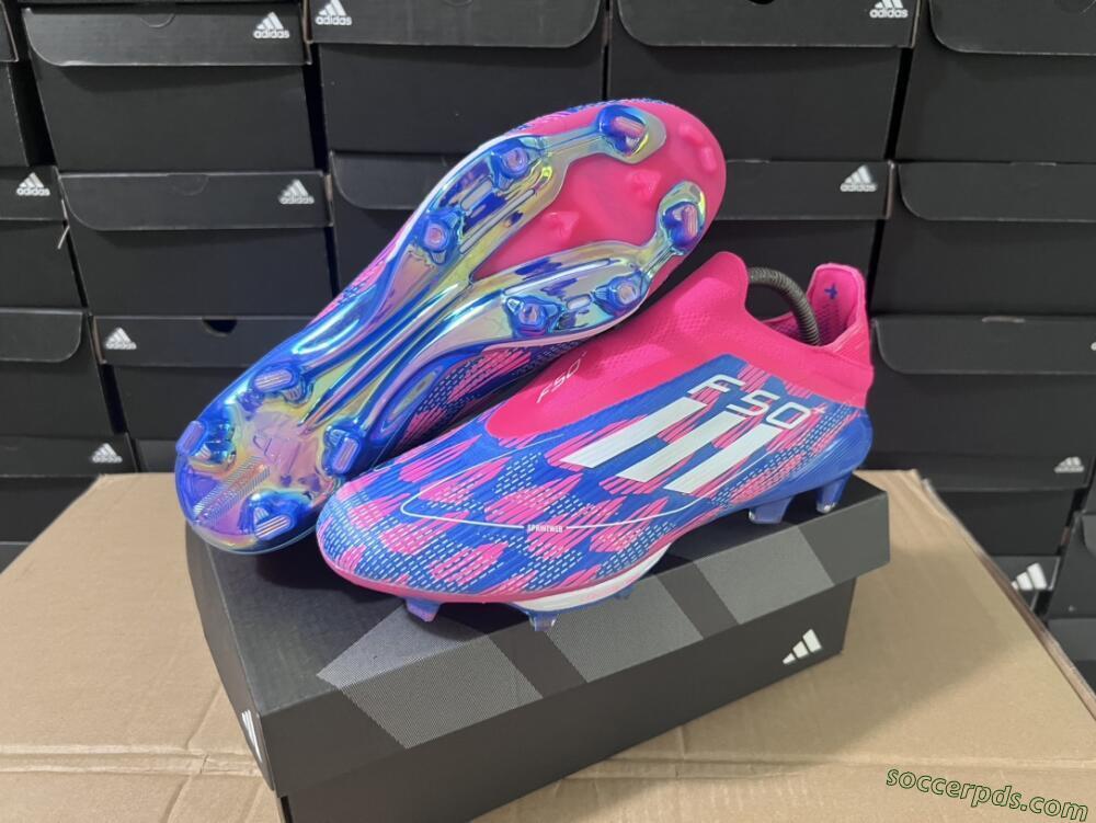 Adidas F50+ Lightstrike Pro Laceless FG Low-Tops Football Boots - Pink/Blue/White