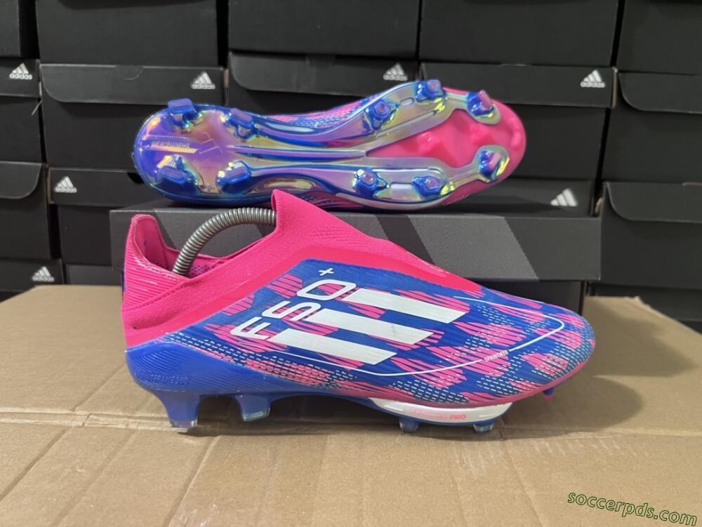 Adidas F50+ Lightstrike Pro Laceless FG Low-Tops Football Boots - Pink/Blue/White