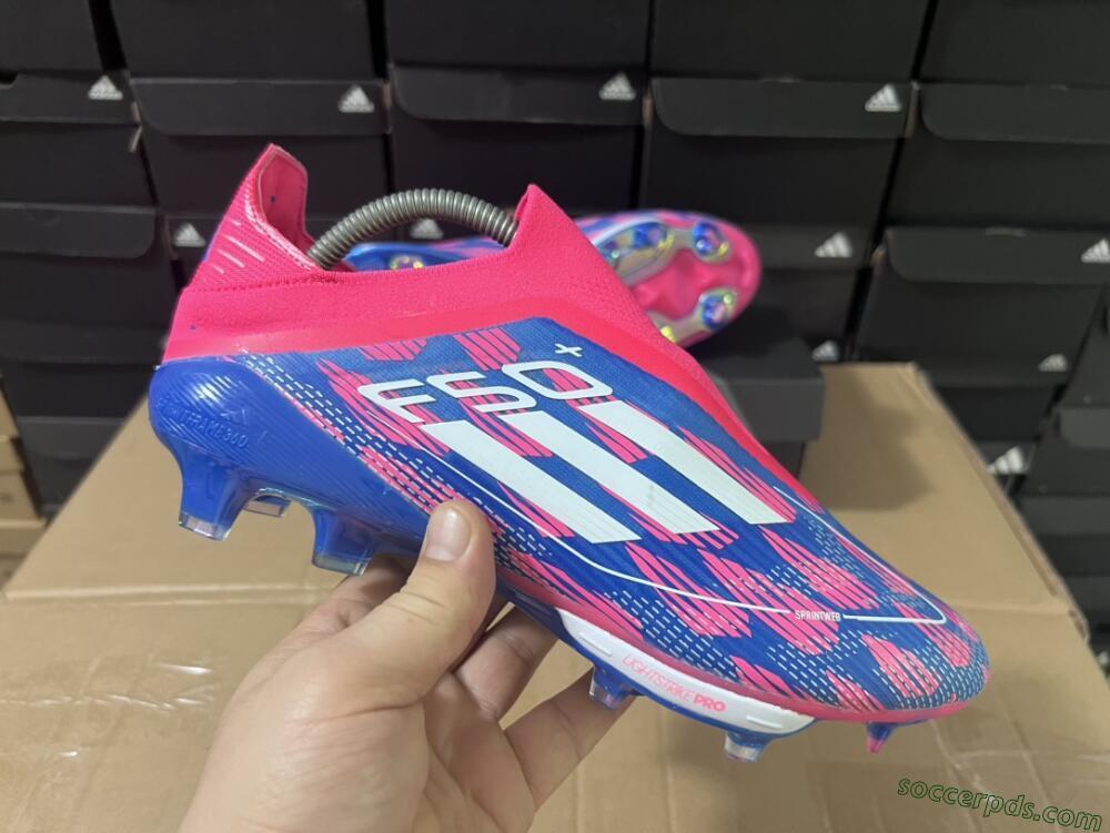 Adidas F50+ Lightstrike Pro Laceless FG Low-Tops Football Boots - Pink/Blue/White