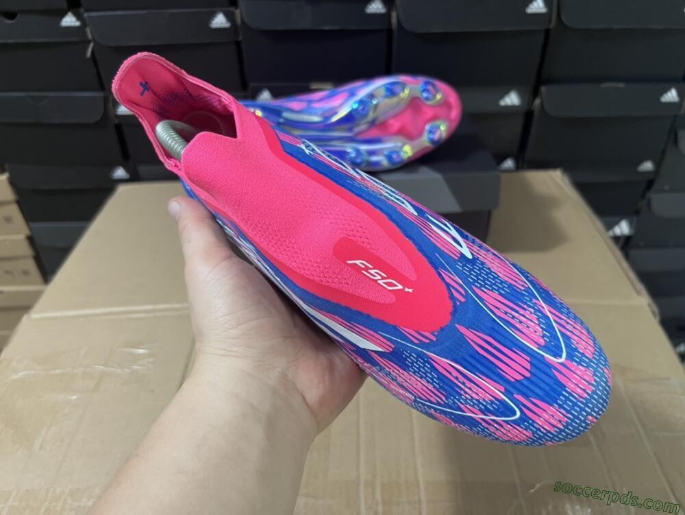 Adidas F50+ Lightstrike Pro Laceless FG Low-Tops Football Boots - Pink/Blue/White