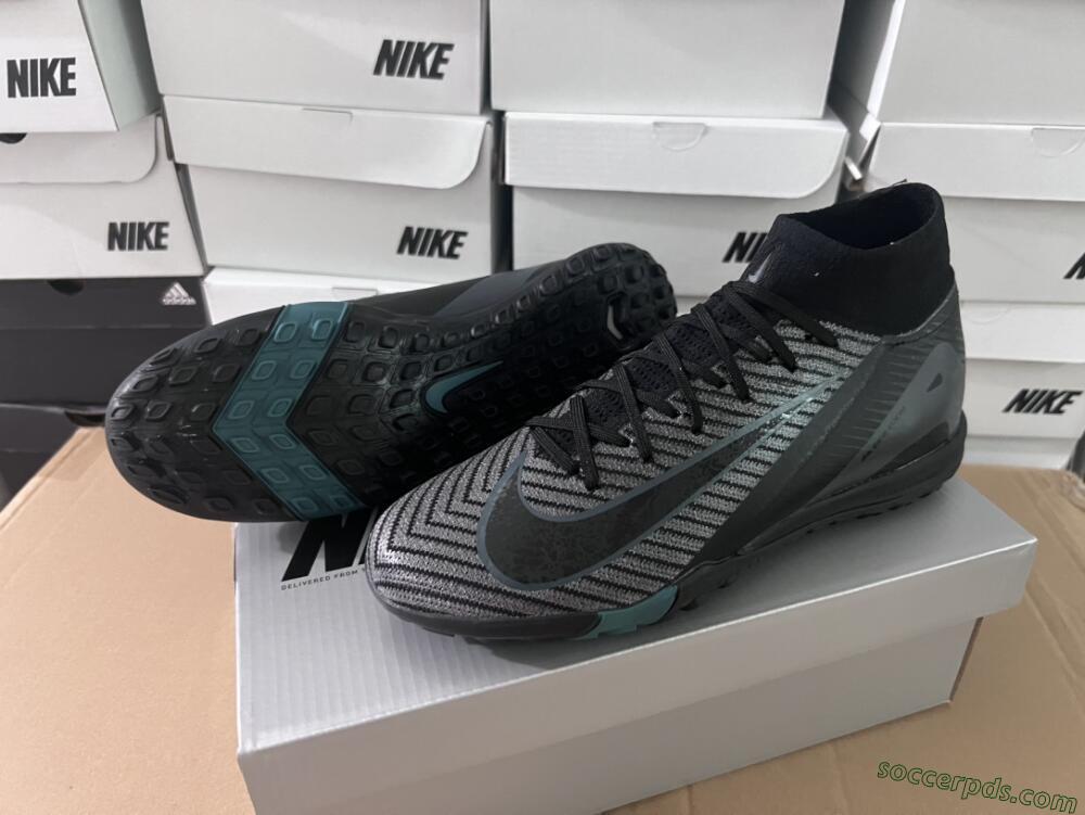 Nike Air Zoom Mercurial Superfly 10 Elite TF High-Tops Football Shoes - Black/Green/Silver
