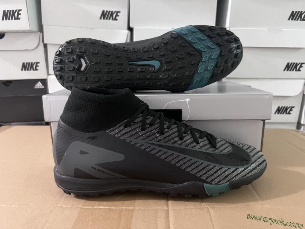 Nike Air Zoom Mercurial Superfly 10 Elite TF High-Tops Football Shoes - Black/Green/Silver