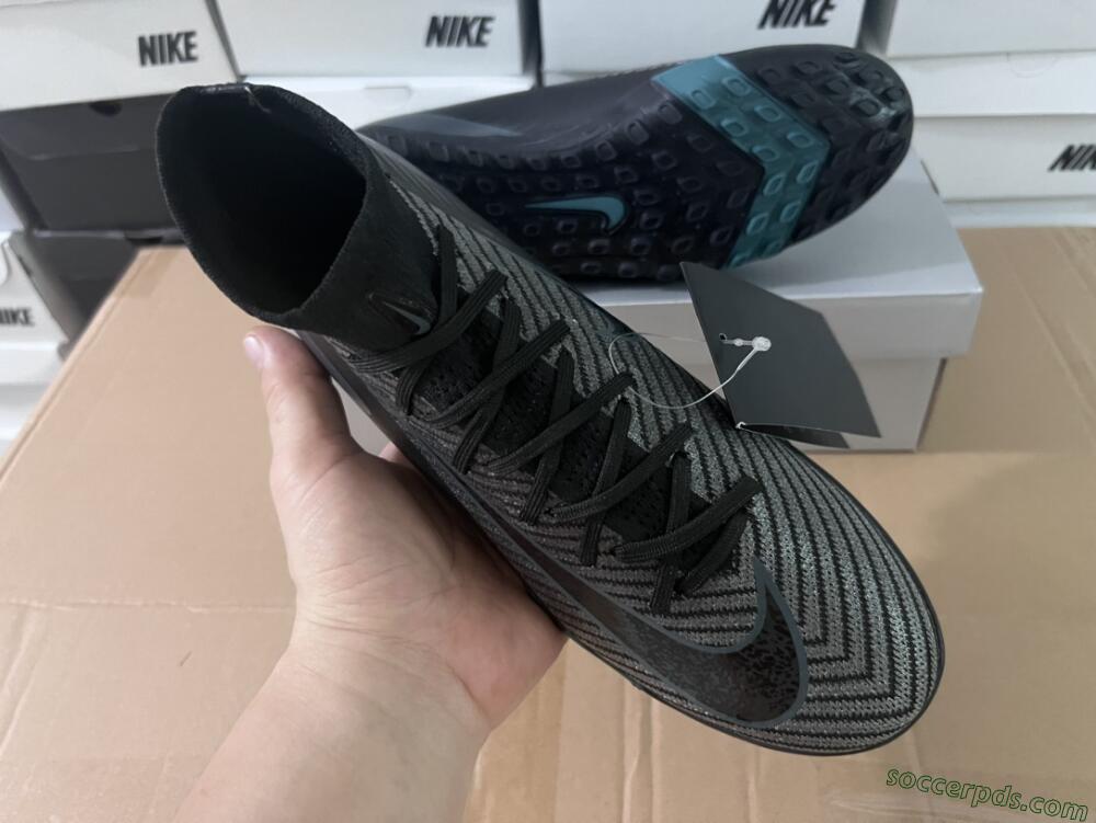 Nike Air Zoom Mercurial Superfly 10 Elite TF High-Tops Football Shoes - Black/Green/Silver