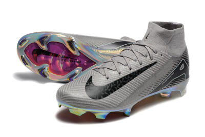 Nike Air Zoom Mercurial Superfly 10 Elite FG High-Tops Football Boots - Grey/Black/White/Gold
