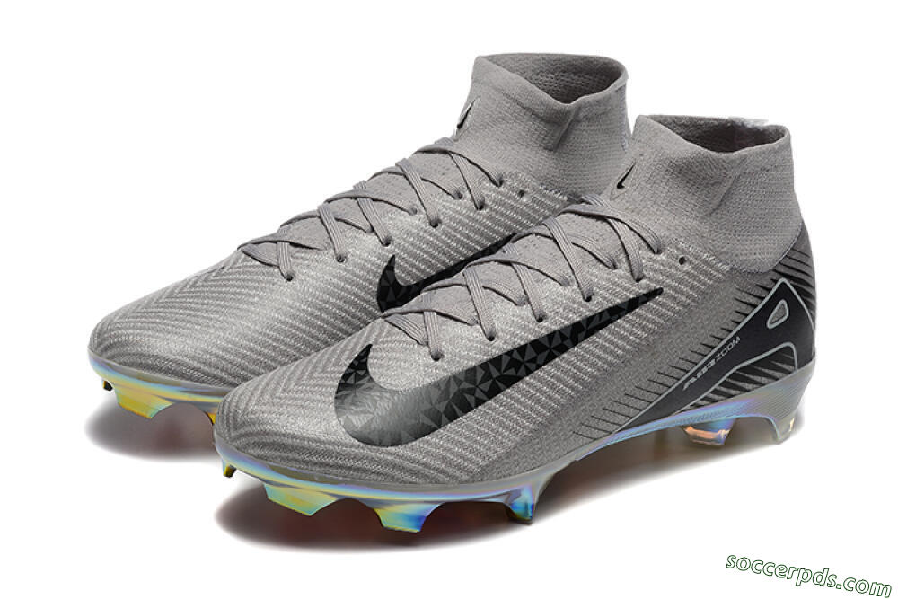 Nike Air Zoom Mercurial Superfly 10 Elite FG High-Tops Football Boots - Grey/Black/White/Gold 5