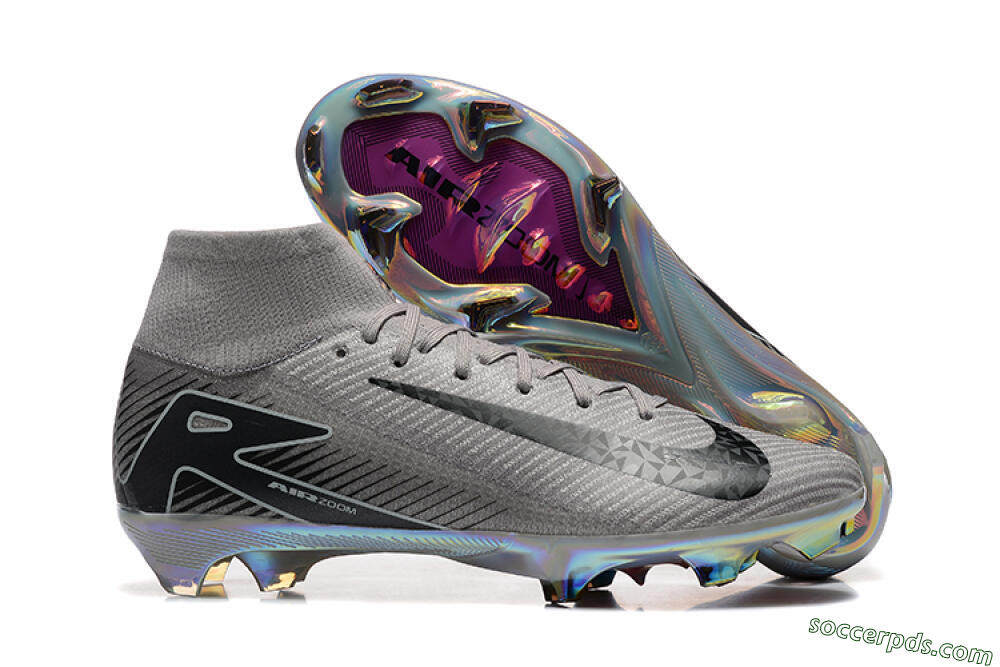 Nike Air Zoom Mercurial Superfly 10 Elite FG High-Tops Football Boots - Grey/Black/White/Gold 1
