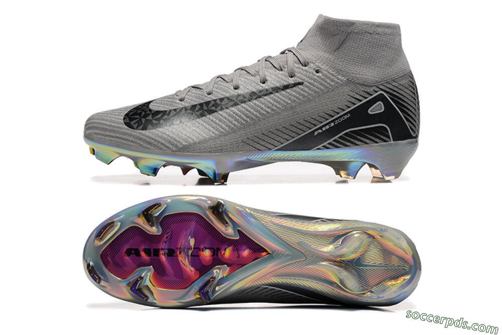 Nike Air Zoom Mercurial Superfly 10 Elite FG High-Tops Football Boots - Grey/Black/White/Gold 0