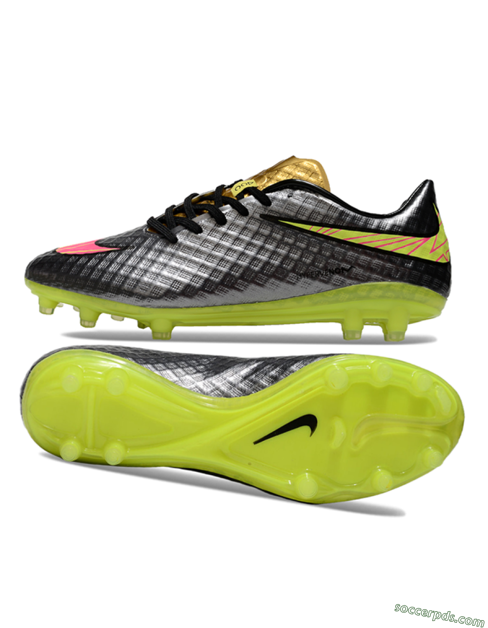 Nike Hypervenom Phantom FG Low-Tops Football Boots - Black/Gold/Pink/Yellow 0
