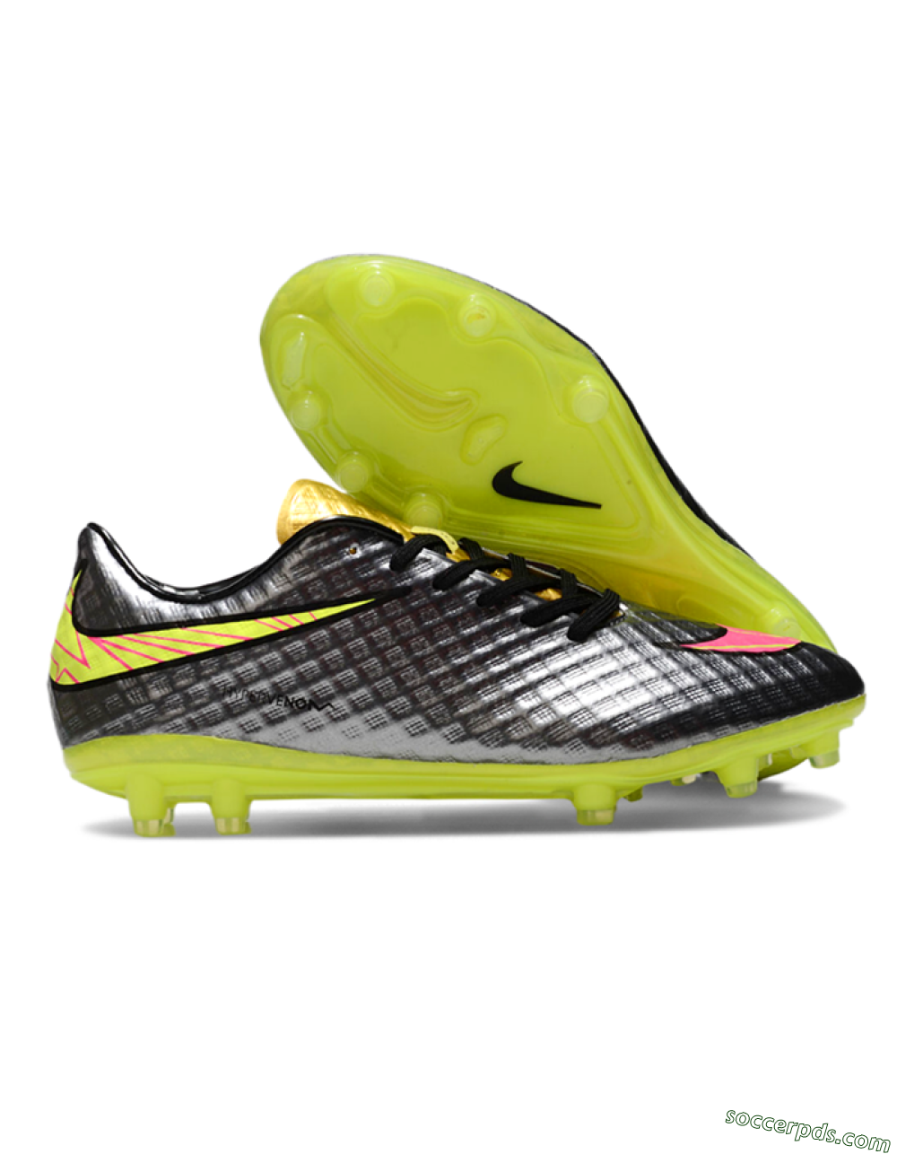 Nike Hypervenom Phantom FG Low-Tops Football Boots - Black/Gold/Pink/Yellow 1