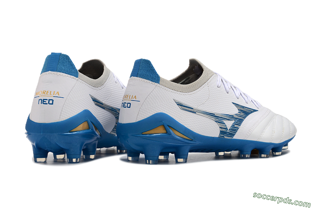 Mizuno Morelia Neo 3 FG Low-Tops Football Boots - White/Blue/Yellow 7