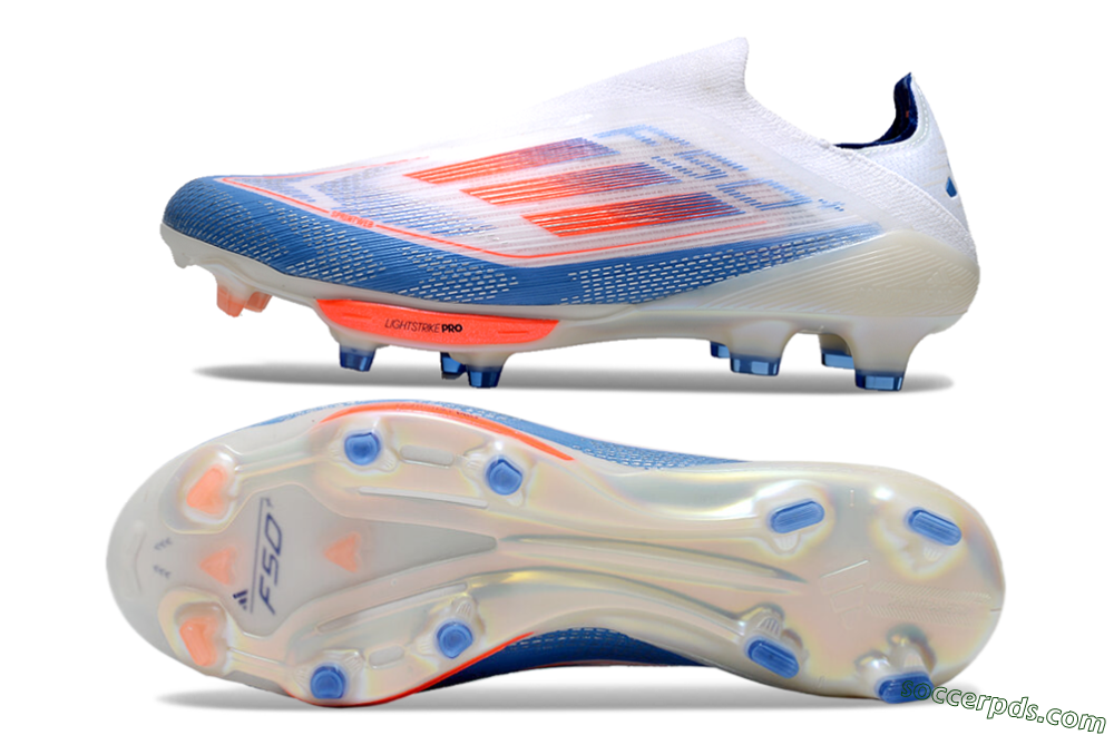 Adidas F50+ Lightstrike Pro Laceless FG Low-Tops Football Boots - White/Red/Blue 0