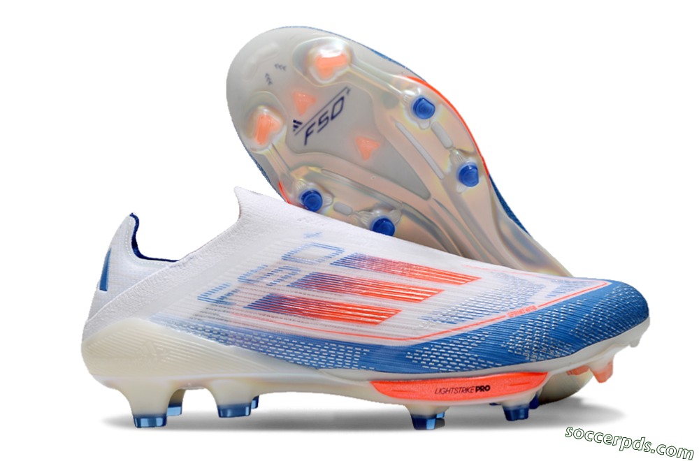 Adidas F50+ Lightstrike Pro Laceless FG Low-Tops Football Boots - White/Red/Blue 1