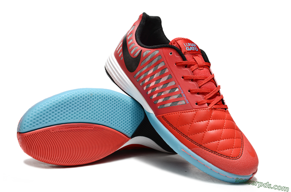Nike Lunar Gato 2 IC Low-Tops Football Shoes - Red/Black/Blue/White 3