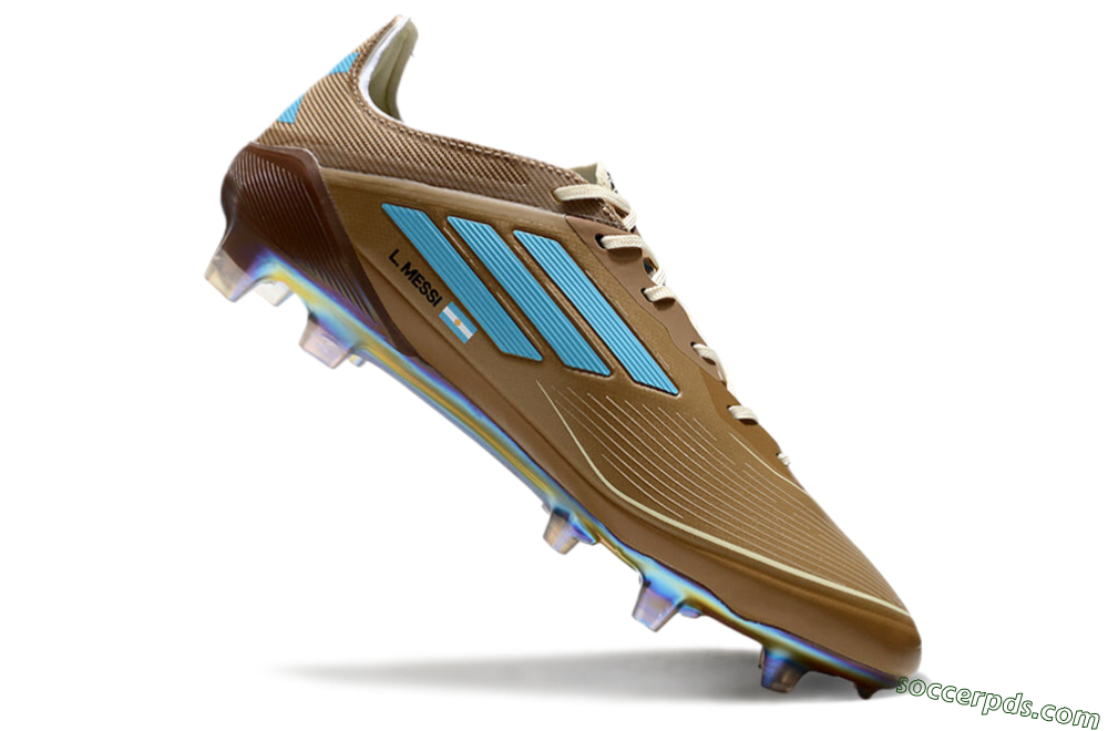 Adidas F50 Elite FG Low-Tops Football Boots - Brown/White/Blue 4