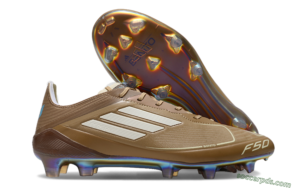 Adidas F50 Elite FG Low-Tops Football Boots - Brown/White/Blue 1
