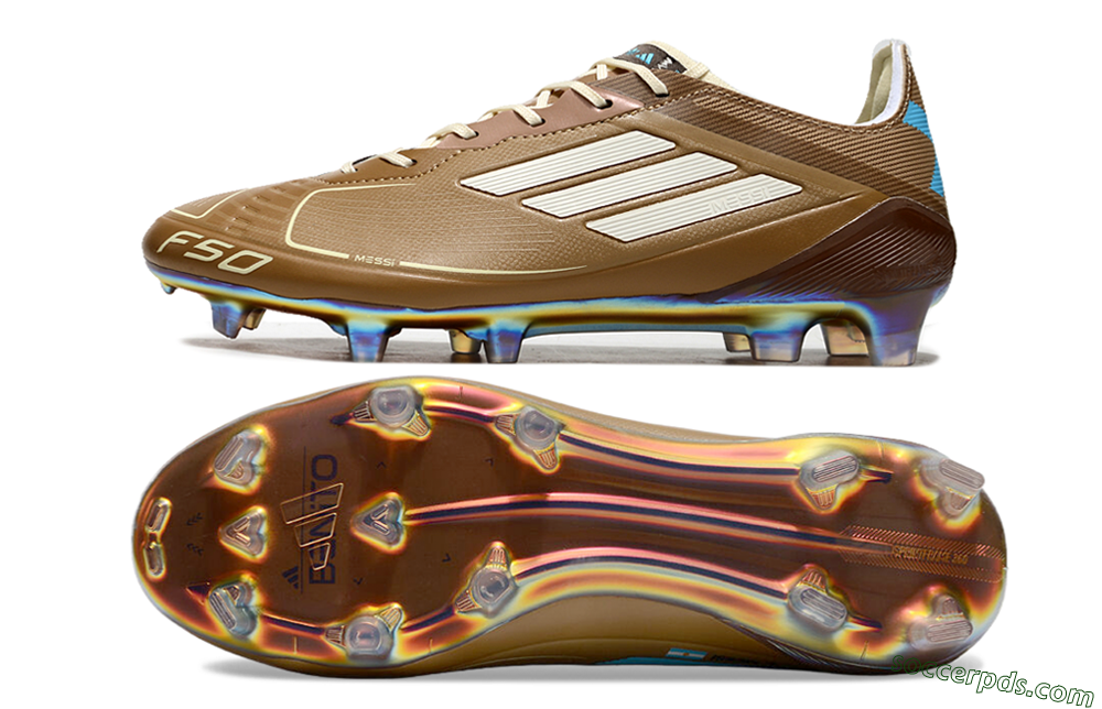 Adidas F50 Elite FG Low-Tops Football Boots - Brown/White/Blue 0