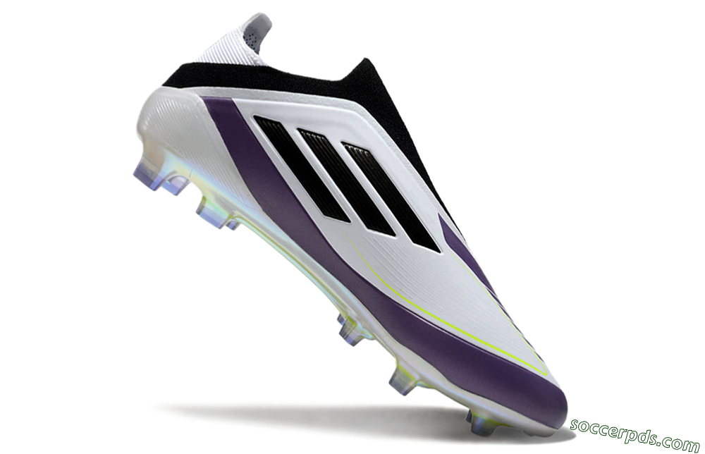 Adidas F50 Elite Laceless FG Low-Tops Football Boots - White/Purple/Black 4