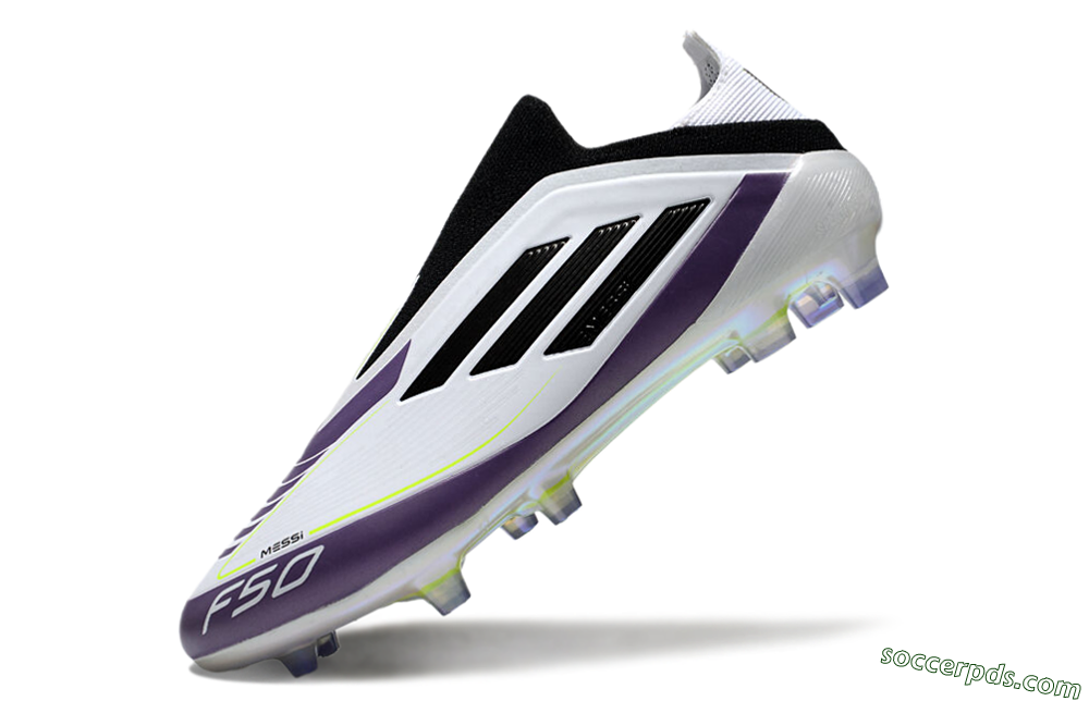 Adidas F50 Elite Laceless FG Low-Tops Football Boots - White/Purple/Black 5
