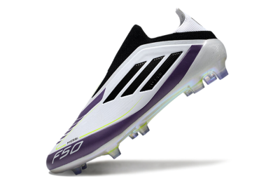 Adidas F50 Elite Laceless FG Low-Tops Football Boots - White/Purple/Black
