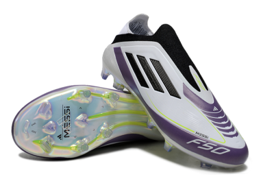 Adidas F50 Elite Laceless FG Low-Tops Football Boots - White/Purple/Black