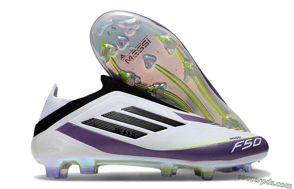 Adidas F50 Elite Laceless FG Low-Tops Football Boots - White/Purple/Black 1
