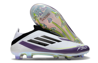 Adidas F50 Elite Laceless FG Low-Tops Football Boots - White/Purple/Black