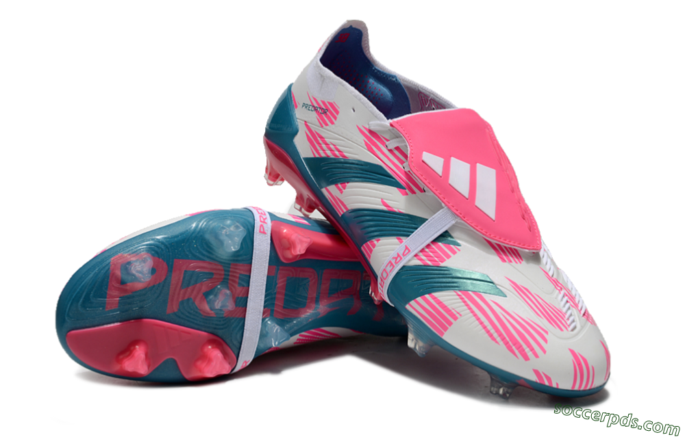 Adidas Predator Elite Foldover Tongue FG Low-Tops Football Boots - White/Blue/Pink 3