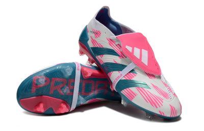 Adidas Predator Elite Foldover Tongue FG Low-Tops Football Boots - White/Blue/Pink