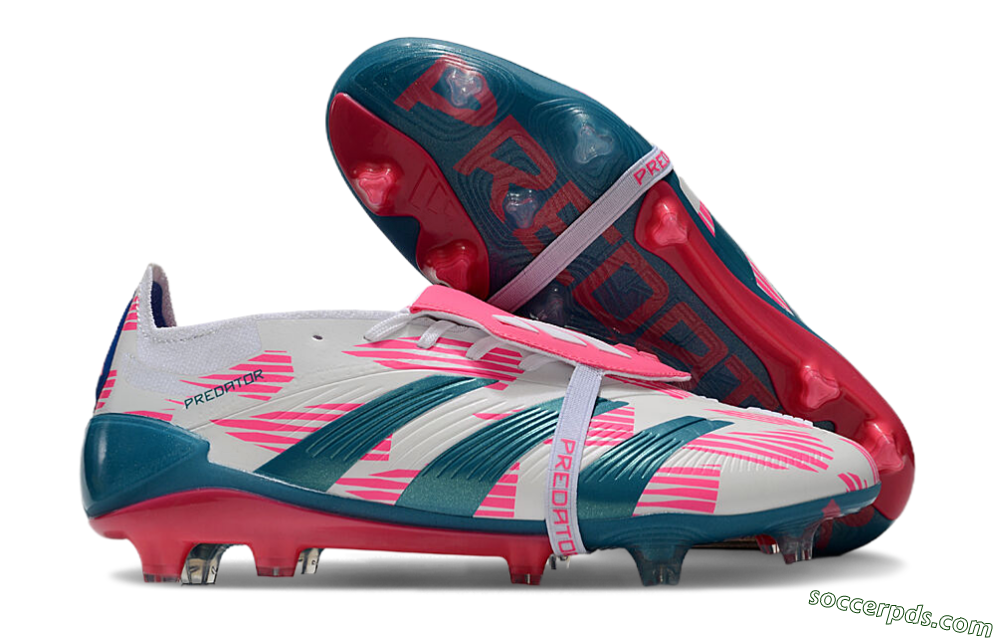 Adidas Predator Elite Foldover Tongue FG Low-Tops Football Boots - White/Blue/Pink 1