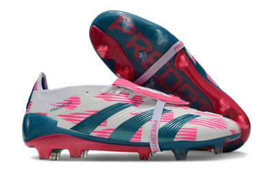 Adidas Predator Elite Foldover Tongue FG Low-Tops Football Boots - White/Blue/Pink