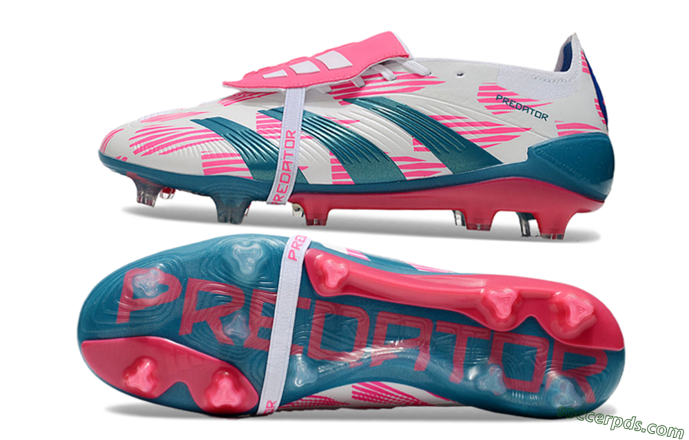 Adidas Predator Elite Foldover Tongue FG Low-Tops Football Boots - White/Blue/Pink 0
