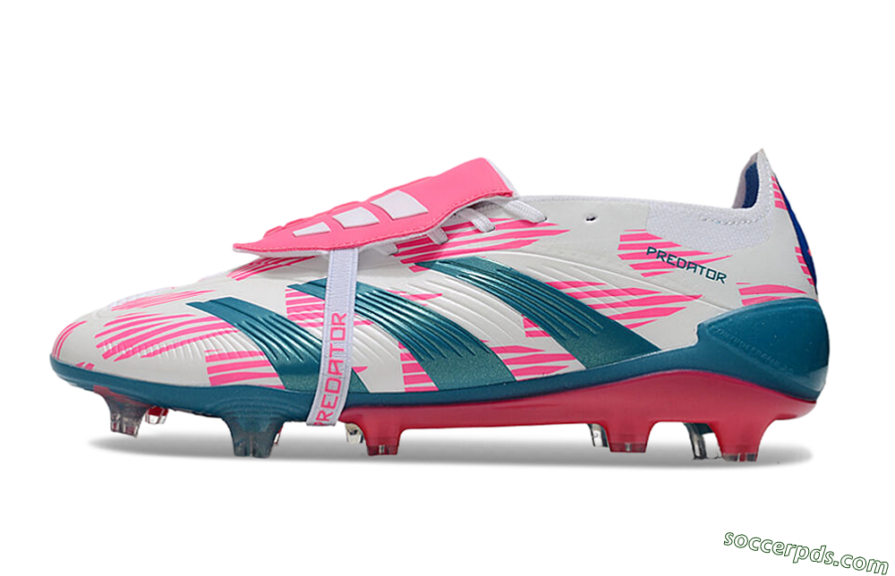 Adidas Predator Elite Foldover Tongue FG Low-Tops Football Boots - White/Blue/Pink 2