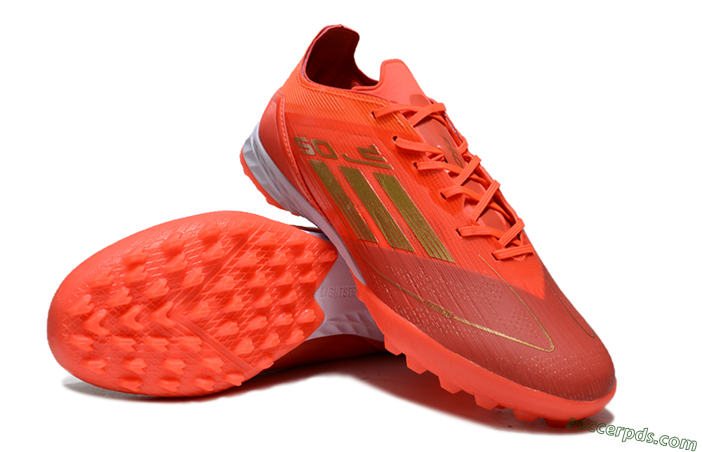 Adidas F50 Elite TF Low-Tops Football Shoes - Red/Gold/White 3