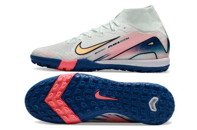 Nike Air Zoom Mercurial Superfly 10 Elite TF High-Tops Football Shoes - White/Pink/Blue